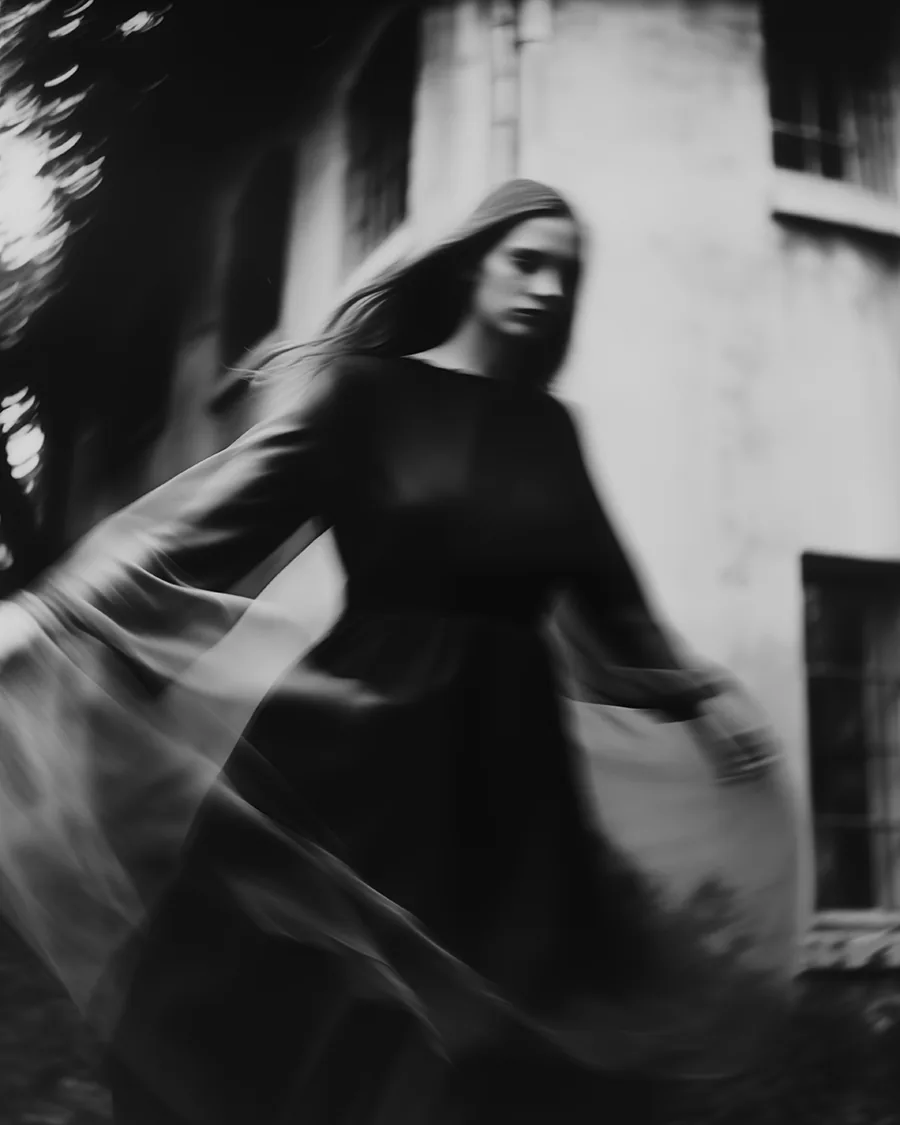 Black and white image: Fleeing Through Time.