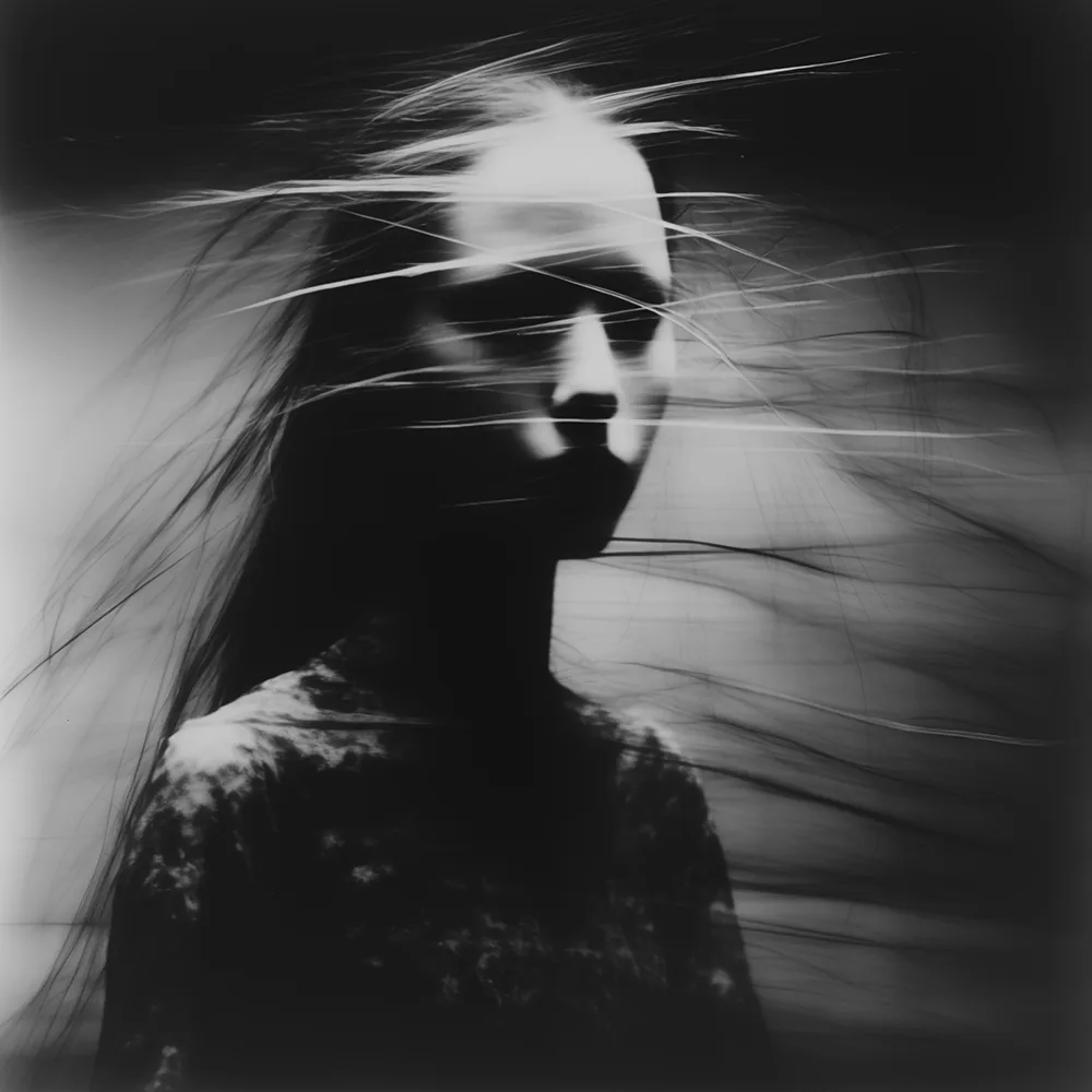Black and white image: Scratched Serenity.