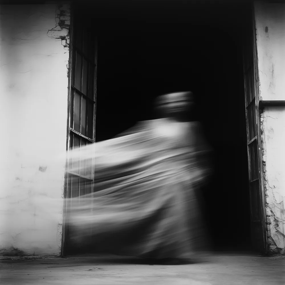 Black and white image: The Invisible Rush.