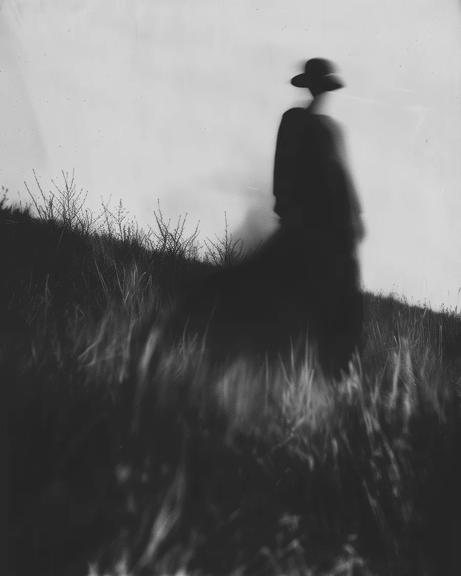 Black and white image: The Vanished Wanderer.