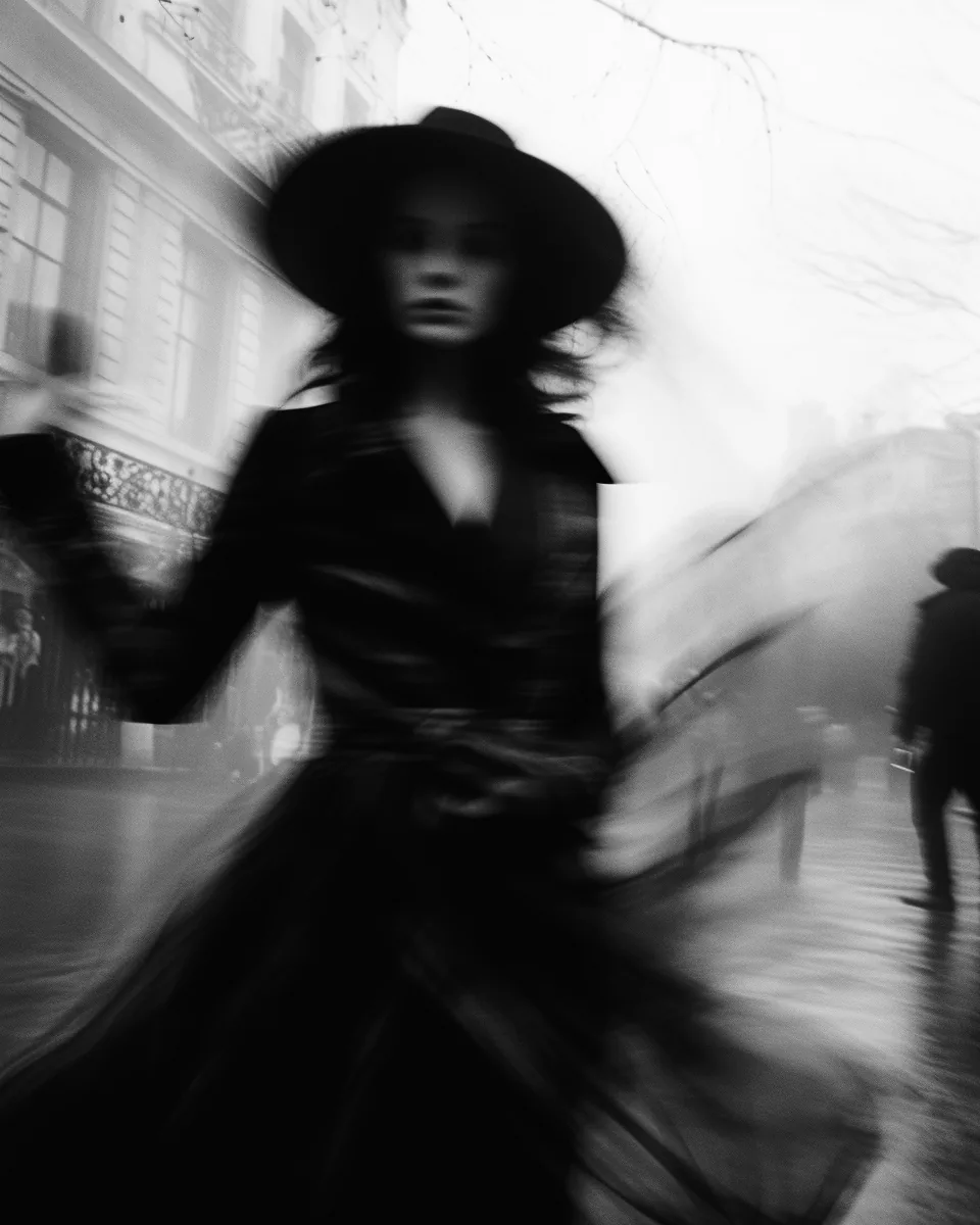 Black and white image: When Strangers Collide.